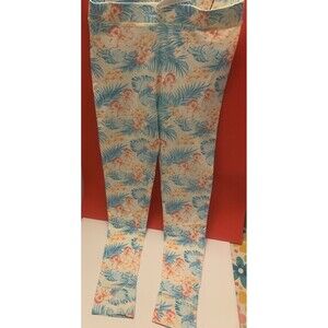 Pink Victoria's Secret -Aqua Blue/ Peach Floral Yoga Legging sleepwear Size M